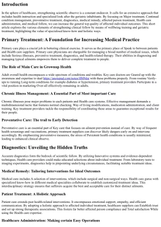Enhancing Medical Follow by Well being Schooling and Geriatric Treatment