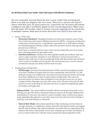 An All Natural Hair Care Guide Hair Fall Causes with Effective Solutions