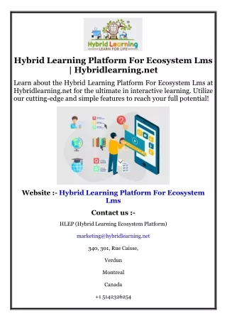 Hybrid Learning Platform For Ecosystem Lms  Hybridlearning.net