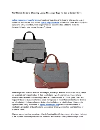 The Ultimate Guide to Choosing Laptop Messenger Bags for Men at Derben Clove