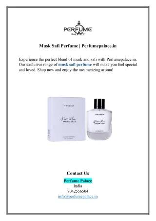 Musk Safi Perfume | Perfumepalace.in