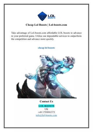 Cheap Lol Boosts | Lol-boosts.com