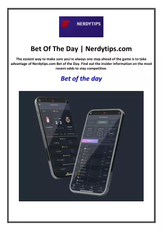 Bet Of The Day | Nerdytips.com