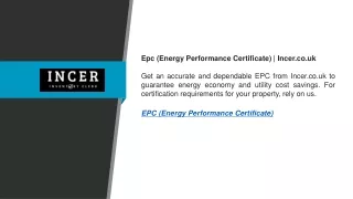 Epc (Energy Performance Certificate)  Incer.co.uk