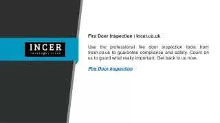 Fire Door Inspection  Incer.co.uk