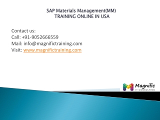 Sap Materials Managementtraining usa@magnifictraining.com