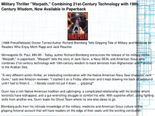 Military Thriller "Warpath," Combining 21st-Century