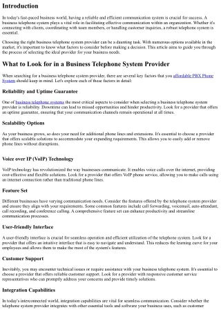What to Look for in a Business Telephone System Provider