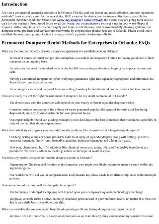 Long-lasting Dumpster Rental Solutions for Firms in Orlando
