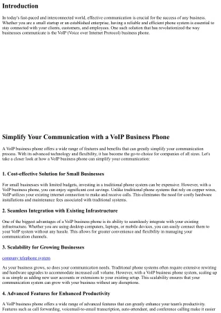 Simplify Your Communication with a VoIP Business Phone