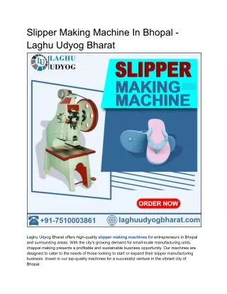 Slipper Making Machine In Bhopal - Laghu Udyog Bharat