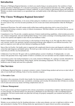 Wellington Regional Internists: Dedicated to Your Well-being