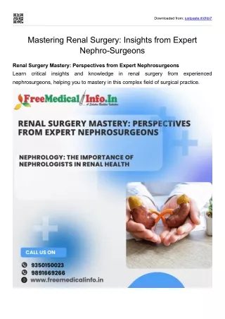 Mastering Renal Surgery Insights from Expert Nephro-Surgeons