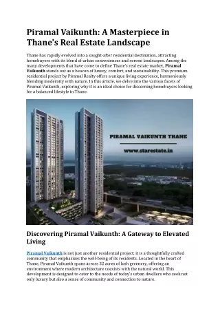 Piramal Vaikunth | Apartment for Sale in Thane