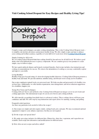 14 Cooking school dropout