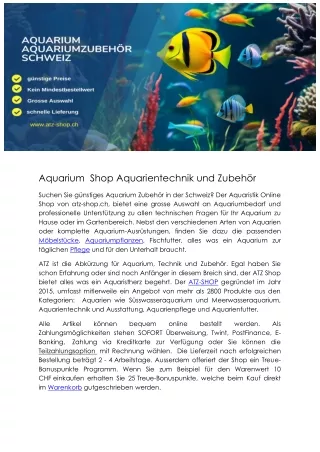 Aquariumzubehör Aquarientechnik und Zubehör