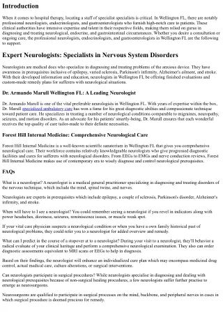 Expert Neurologists, Endocrinologists, and Gastroenterologists in Wellington FL