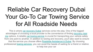 Reliable Car Recovery Dubai Your Go-To Car Towing Service for All Roadside Needs
