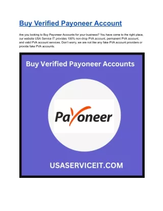 Top 3 Sites to Buy Verified Payoneer Account In Complete