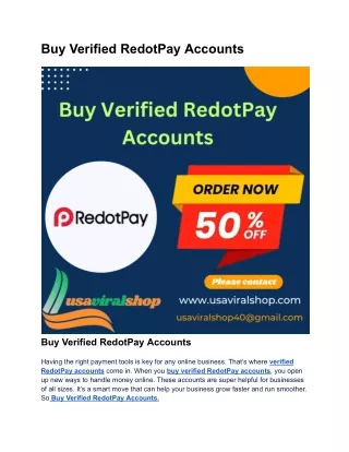 Best Site To Buy Verified RedotPay Accounts