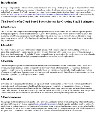 The Benefits of a Cloud-based Phone System for Growing Small Businesses