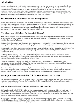 Finding Top-notch Internal Medicine Physicians in Wellington: Your Health is Our