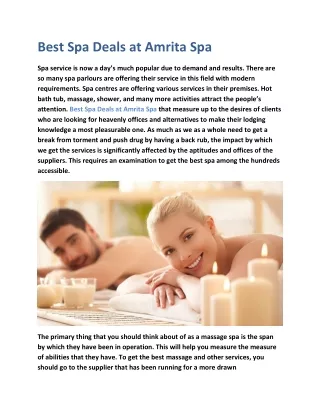 Best Spa Deals at Amrita Spa