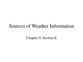 Sources of Weather Information