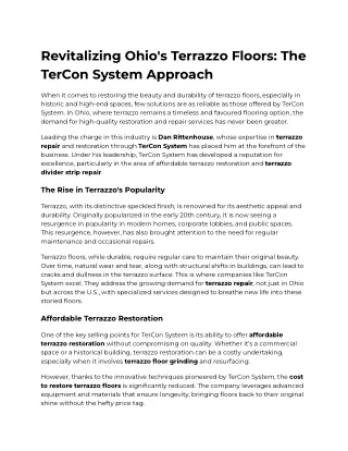 Revitalizing Ohio's Terrazzo Floors_ The TerCon System Approach