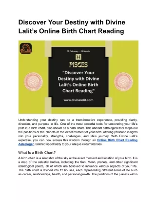 Discover Your Destiny with Divine Lalit’s Online Birth Chart Reading