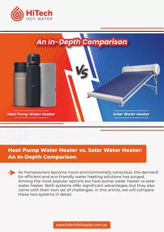 Heat Pump Water Heater vs. Solar Water Heater