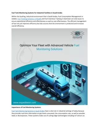 Fuel Tank Monitoring Systems for Industrial Facilities in Saudi Arabia