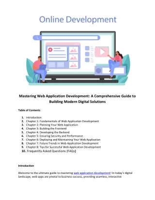 Mastering Web Application Development - A Comprehensive Guide to Building Modern Digital Solutions