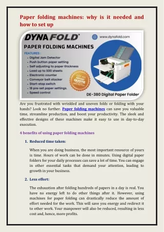 Paper folding machines