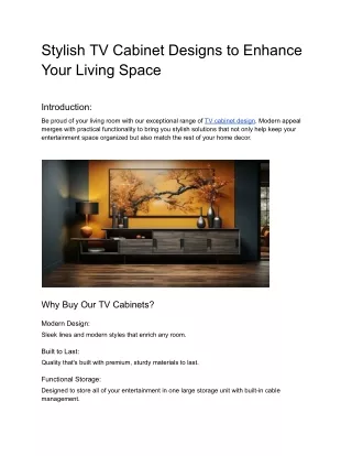 Stylish TV Cabinet Designs to Enhance Your Living Space