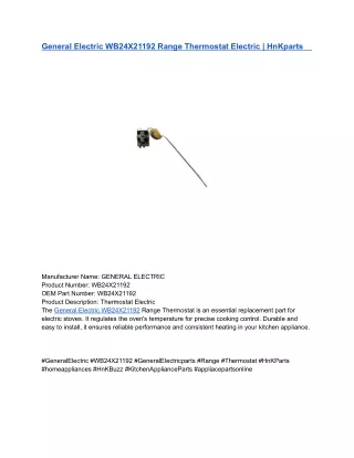 General Electric WB24X21192 Range Thermostat Electric _ HnKparts (1)