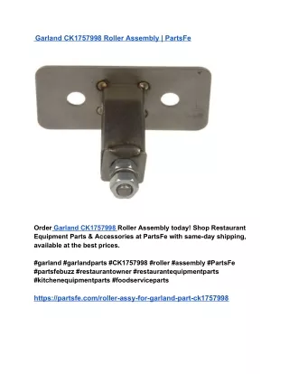 Garland CK1757998 Roller Assembly _ PartsFe