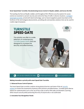 Smart Speed Gate Turnstiles in KSA