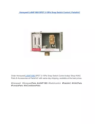 Honeywell L404F1060Switch Control _ PartsHnC