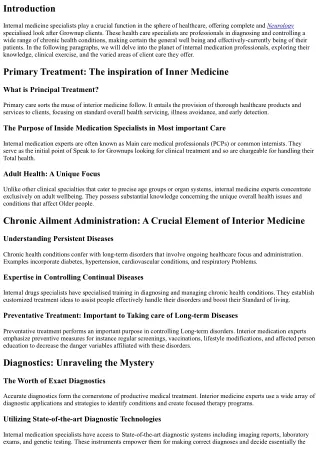 Discovering the whole world of Inner Drugs Specialists