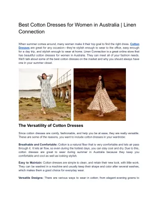 Best Cotton Dresses for Women in Australia | Linen Connection