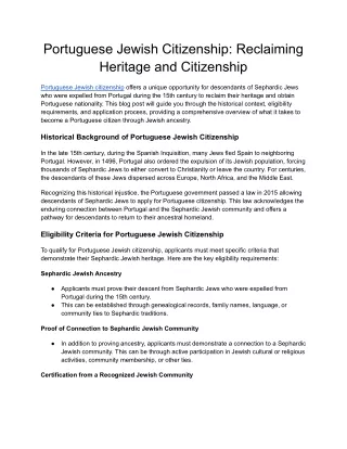 Portuguese Jewish Citizenship