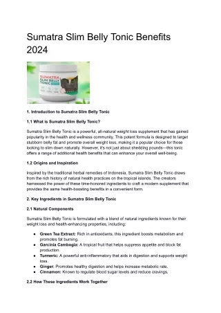 Sumatra Slim Belly Tonic Benefits 2024