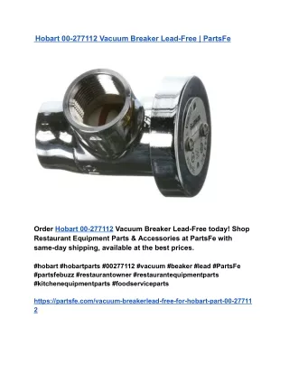 Hobart 00-277112 Vacuum Breaker Lead-Free _ PartsFe