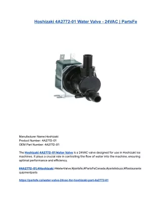 Hoshizaki 4A2772-01 Water Valve - 24VAC _ PartsFe