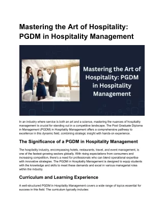 Mastering the Art of Hospitality_ PGDM in Hospitality Management