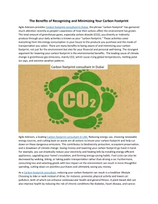 The Benefits of Recognizing and Minimizing Your Carbon Footprint
