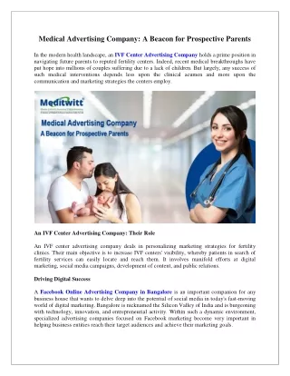 Medical Advertising Company A Beacon for Prospective Parents