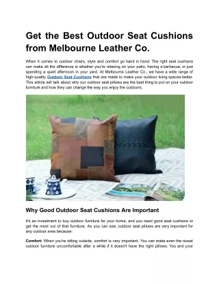 Get the Best Outdoor Seat Cushions from Melbourne Leather Co