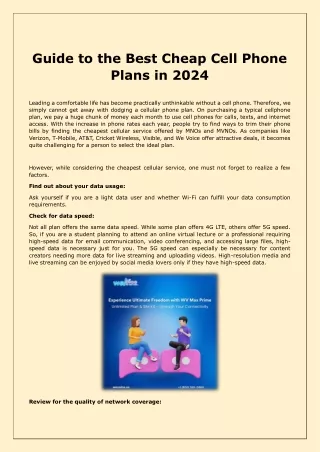 Guide to the Best Cheap Cell Phone Plans in 2024